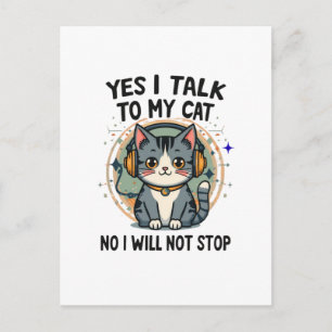 Carte Postale Citation drôle pour amateur de chat introverti - H