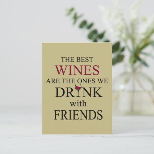 Carte Postale citation drôle sur le vin pour les amis (Debout devant)