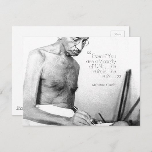 Carte Postale Citation du Mahatma Gandhi, Minorité d'un, Vérité (Devant / Derrière)