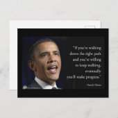 Carte Postale Citation Du Président Obama Et "Faire Progrès" (Devant / Derrière)