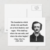Carte Postale Citation Edgar Allen Poe 10b (Devant / Derrière)