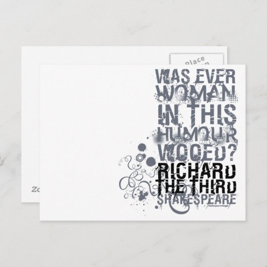 Carte Postale Citation En Bois Richard III (B&W) (Devant / Derrière)