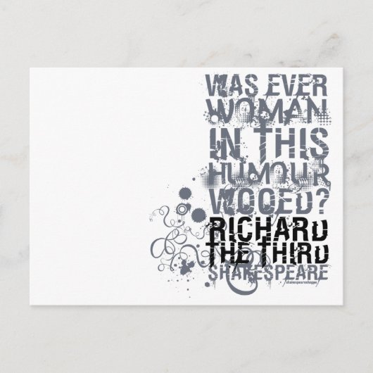 Carte Postale Citation En Bois Richard III (B&W) (Devant)