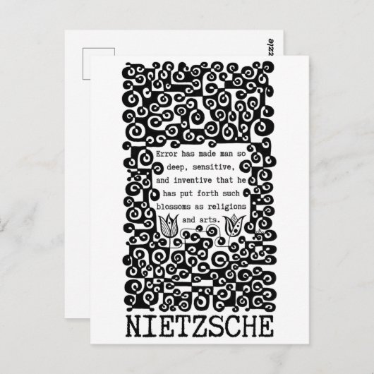 Carte Postale Citation ERROR noir et blanc de Nietzsche (Devant / Derrière)