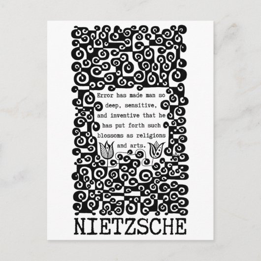 Carte Postale Citation ERROR noir et blanc de Nietzsche (Devant)