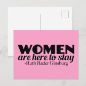 Carte Postale Citation féministe de Ruth Bader Ginsburg (Devant / Derrière)