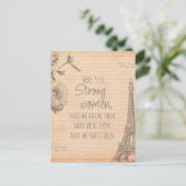 Carte Postale Citation Femmes Fortes Tour Eiffel en Papier de Pa (Debout devant)