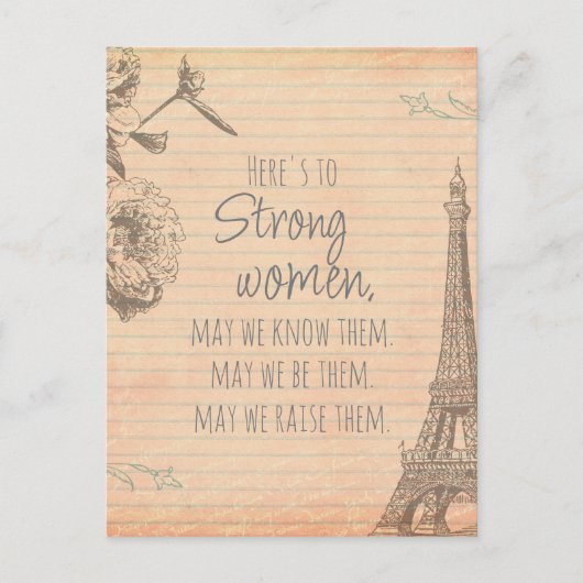 Carte Postale Citation Femmes Fortes Tour Eiffel en Papier de Pa (Devant)