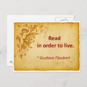 Carte Postale Citation Flaubert sur la lecture (Devant / Derrière)