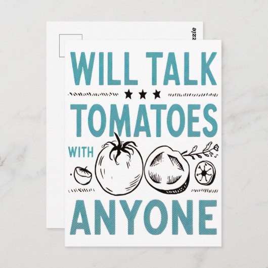 Carte Postale Citation Funny Cherry Tomato Parlera Tomates (Devant / Derrière)