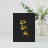 Carte Postale Citation Good Vibes uniquement Gold Faux Foil Vibe (Debout devant)