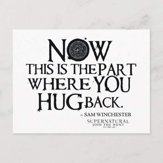 Carte Postale Citation "Hug Back" Surnaturel (Devant)