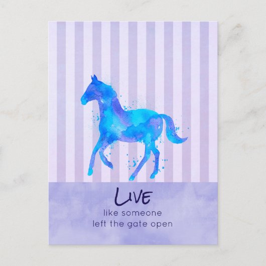 Carte Postale Citation inspirante avec un cheval de course sauva (Devant)