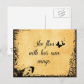 Carte Postale Citation Inspirante Elle Vole avec ses Propres Ail (Devant / Derrière)