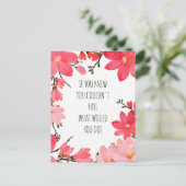 Carte Postale Citation Inspirante et Motivante Fleurs Roses (Debout devant)