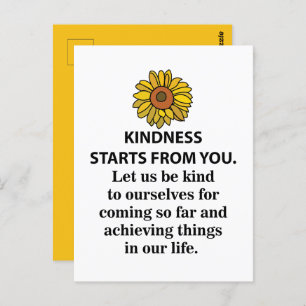 Carte Postale Citation Inspiration Kindness Sunflower