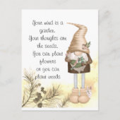 Carte Postale Citation Inspiration Vie Mignonne Jardin Gnome Ver (Devant)