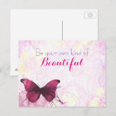 Carte Postale Citation Inspirationnelle Avec Papillon Aquarelle (Devant / Derrière)