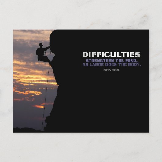 Carte Postale Citation Inspirationnelle Seneca "Difficultés" (Devant)