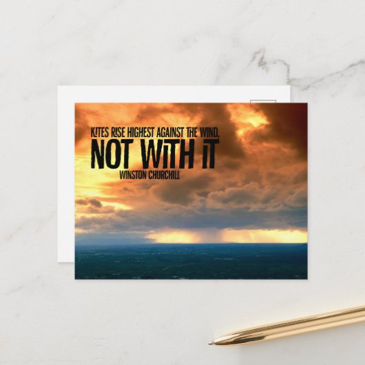 Carte Postale Citation inspirée de Winston Churchill "Cerfs-vola (Devant/Arrière en situation)