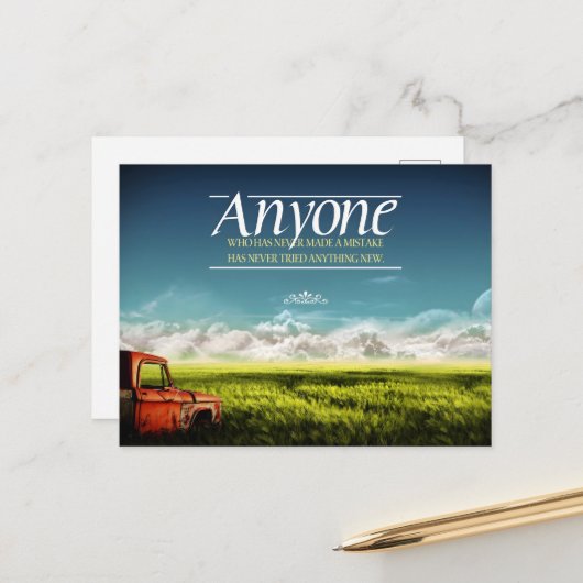 Carte Postale Citation inspirée "Faire des erreurs" (Devant/Arrière en situation)