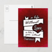 Carte Postale Citation inspirée sur l'amour sur un Arrière - pla (Devant / Derrière)