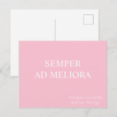 Carte Postale Citation latine Semper Ad Meliora Rose (Devant / Derrière)