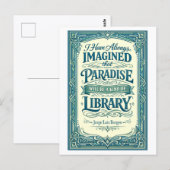Carte Postale Citation « Le paradis sera une sorte de bibliothèq (Devant / Derrière)