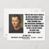 Carte Postale Citation Machiavelli Trois Classes D'Intelligents (Devant / Derrière)