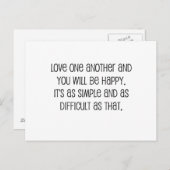 Carte Postale Citation Mariage mignonne, "Aimez-vous les uns les (Devant / Derrière)