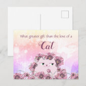 Carte Postale Citation Mignon de Chat et de Fleurs (Devant / Derrière)