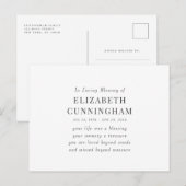 Carte Postale Citation Moderne Simple Mémorial En Mémoire Affect (Devant / Derrière)