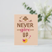 Carte Postale Citation motivante Ne jamais abandonner (Debout devant)