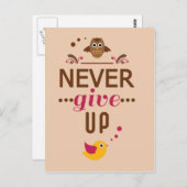 Carte Postale Citation motivante Ne jamais abandonner (Devant / Derrière)