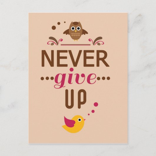 Carte Postale Citation motivante Ne jamais abandonner (Devant)