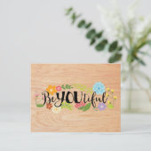 Carte Postale Citation motivationnelle "BeYOUtiful" Boho Floral  (Debout devant)