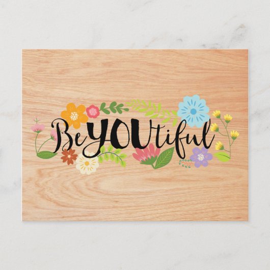 Carte Postale Citation motivationnelle "BeYOUtiful" Boho Floral  (Devant)
