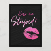 Carte Postale Citation noire et rose avec baiser - Embrasse-moi, (Devant)