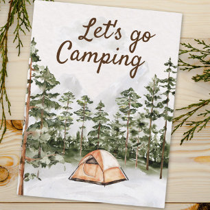 Carte Postale Citation personnalisée Aquarelle Camping dans la n