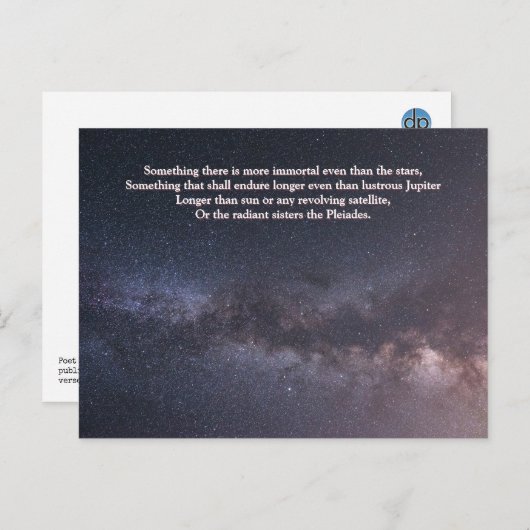 Carte Postale Citation « Plus immortel que les étoiles » Voie la (Devant / Derrière)