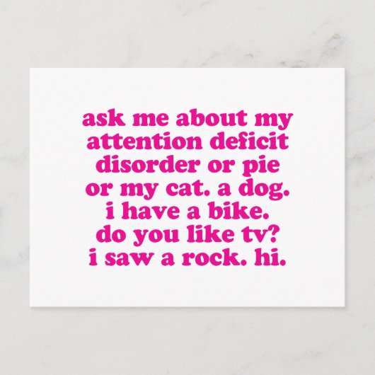Carte Postale Citation pour trouble de déficit de l'attention AD (Devant)