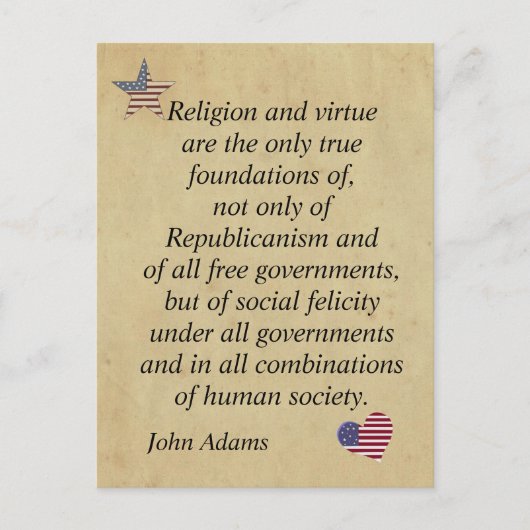 Carte Postale Citation religieuse patriotique John Adams (Devant)