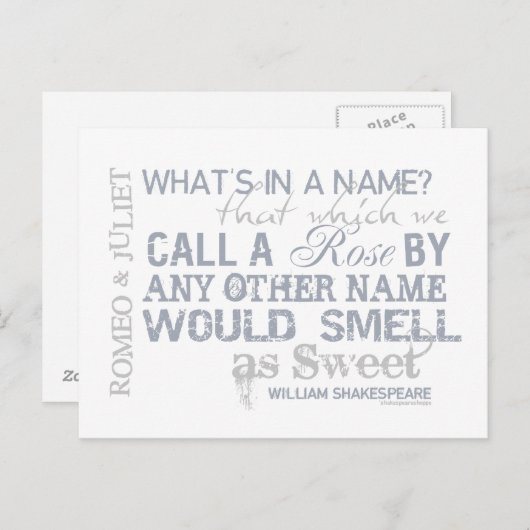 Carte Postale Citation Romeo & Juliet Name (Devant / Derrière)