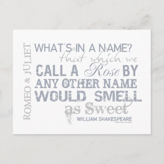 Carte Postale Citation Romeo & Juliet Name (Devant)