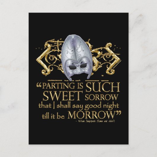 Carte Postale Citation Romeo & Juliet (version or) (Devant)