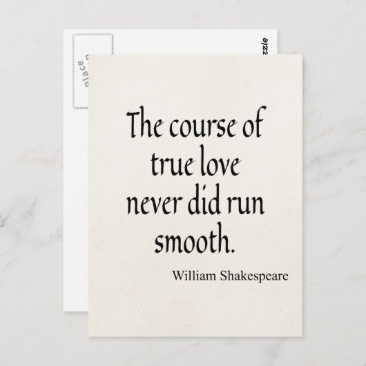 Carte Postale Citation Shakespeare Cours de Véritable Amour Exéc (Devant / Derrière)