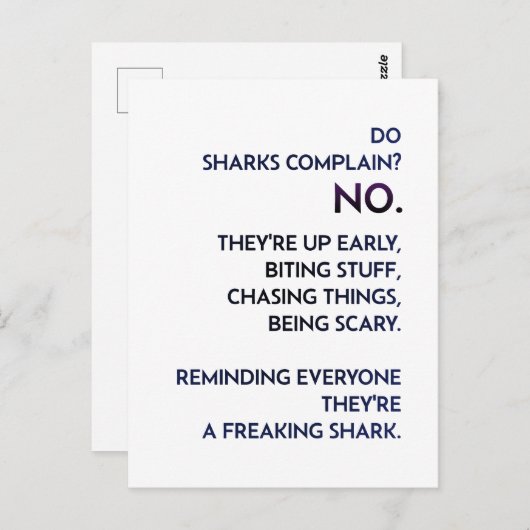 Carte Postale Citation "Shark Mindset" (Devant / Derrière)