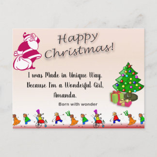 Carte Postale Citation spéciale enfant NÉ AVEC MERVEILLE Noël