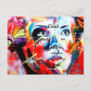 Carte Postale Citation Spirituelle Gandhi Dieu n'a pas de religi