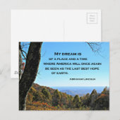 Carte Postale Citation sur l'Amérique par Abraham Lincoln (Devant / Derrière)